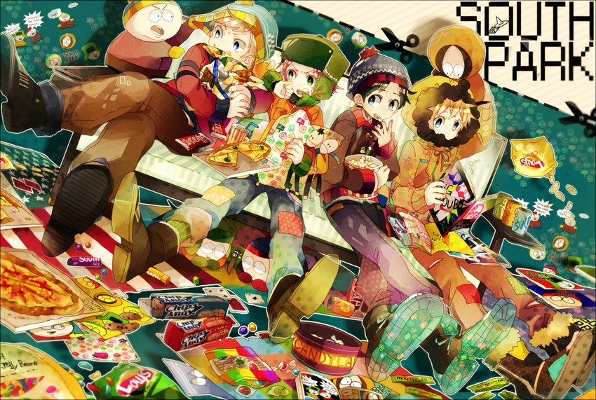 stan marsh, kenny mccormick, kyle broflovski, and eric cartman (south park and 1 more) drawn by isa_(suisuihoi)