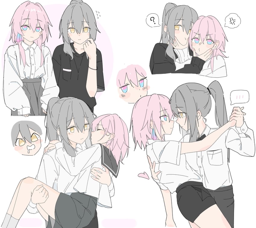 trailblazer, stelle, and march 7th (honkai and 1 more) drawn by ershier_(pixiv_104659149)