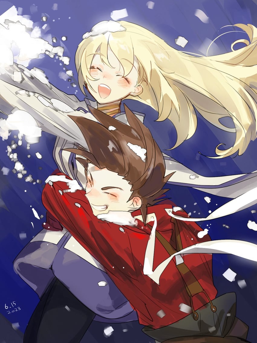 colette brunel and lloyd irving (tales of and 1 more) drawn by meameeea