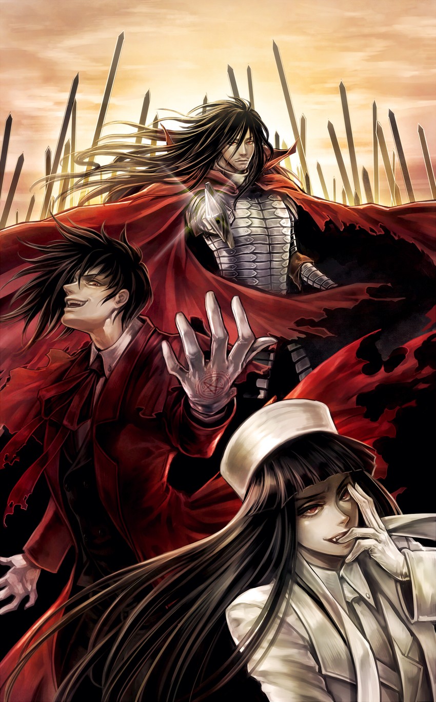 alucard, girlycard, and vladmir tepes (hellsing and 1 more) drawn by  tetra_takamine