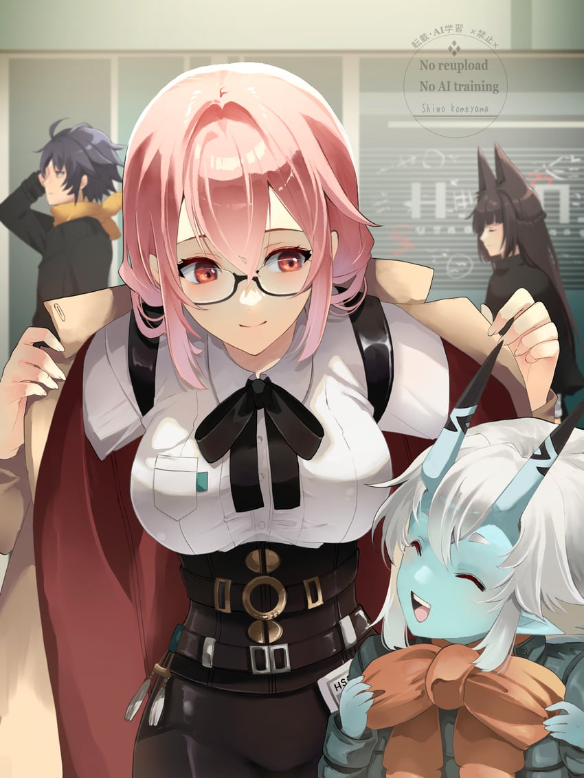 hoshimi miyabi, tsukishiro yanagi, soukaku, and asaba harumasa (zenless zone zero) drawn by komesiwo_syumi