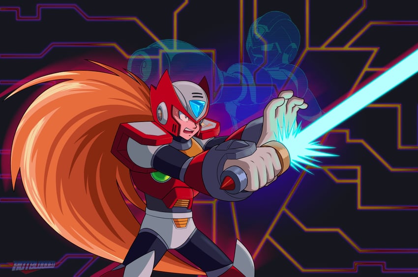 zero and x (mega man and 2 more) drawn by hotbloodedmecha