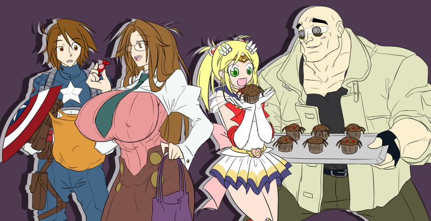 yoko littner, sailor moon, captain america, super sailor moon, yomako, and 5 more (marvel and 4 more) drawn by matsu-sensei