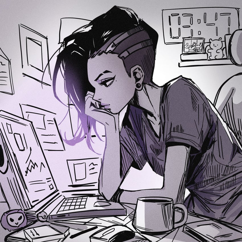 sombra (overwatch and 2 more) drawn by ow_mako