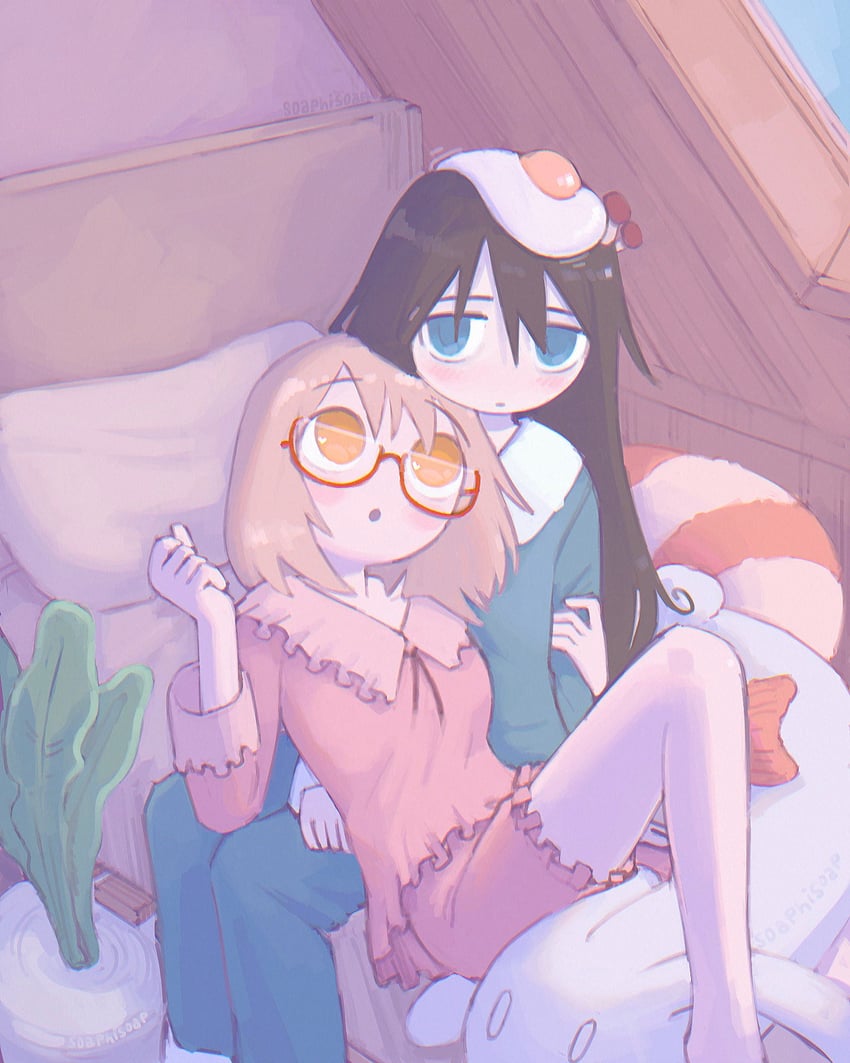 tsukishima shijima and yamashita majime (shimeji simulation) drawn by soaphisoap