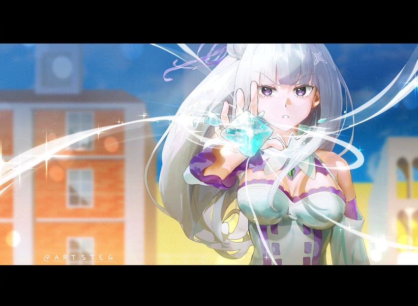 emilia (re:zero kara hajimeru isekai seikatsu) drawn by stegart