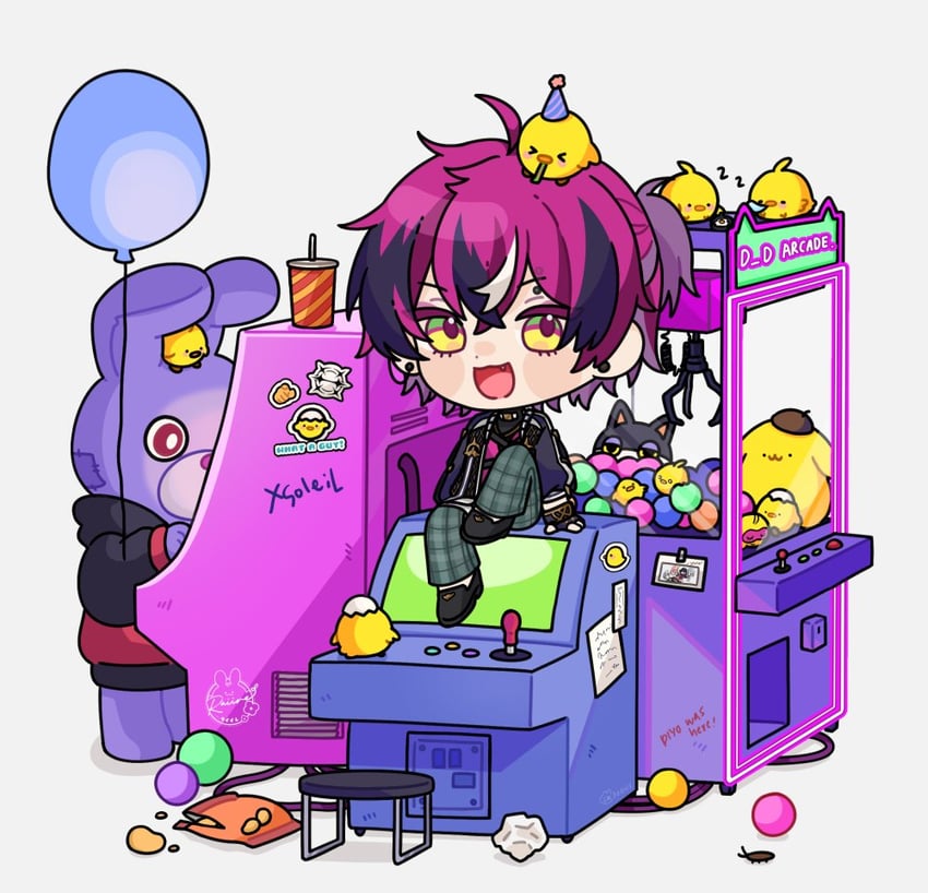 pompompurin, doppio dropscythe, punchy, and pi-chan (nijisanji and 3 more) drawn by raii_(rraiire)