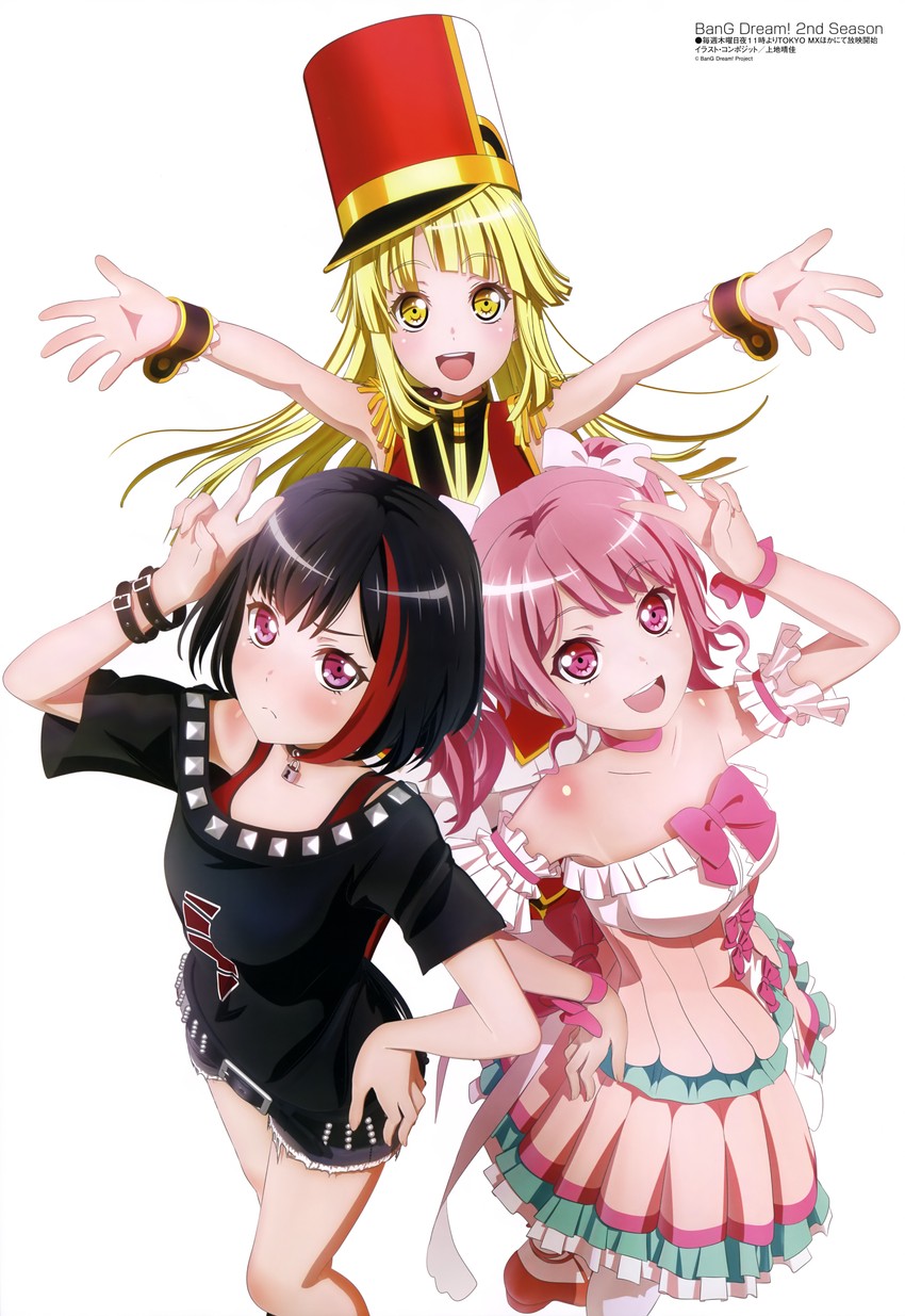 mitake ran, tsurumaki kokoro, and maruyama aya (bang dream! and 1 more) drawn by kamiji_haruka