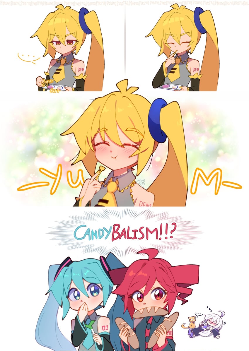 hatsune miku, kasane teto, yowane haku, and akita neru (vocaloid and 1 more) drawn by saw_art06