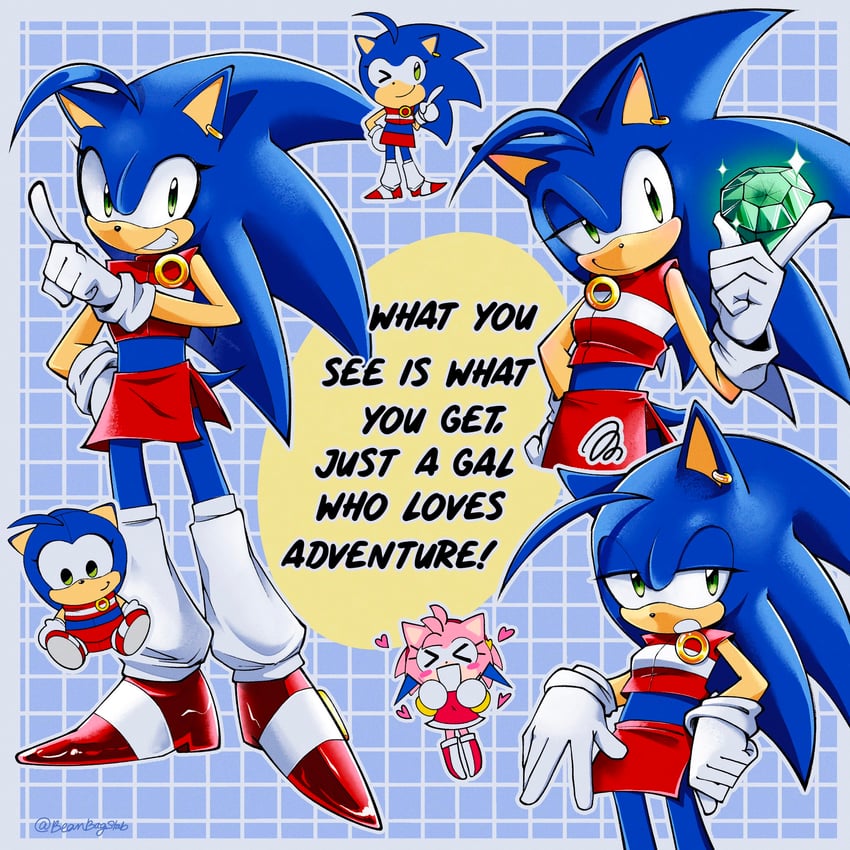 sonic the hedgehog and amy rose (sonic) drawn by beanbagstab