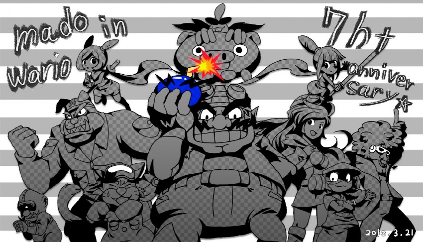wario, mona, ana, kat, orbulon, and 5 more (warioware) drawn by hoshina_(kinoko)