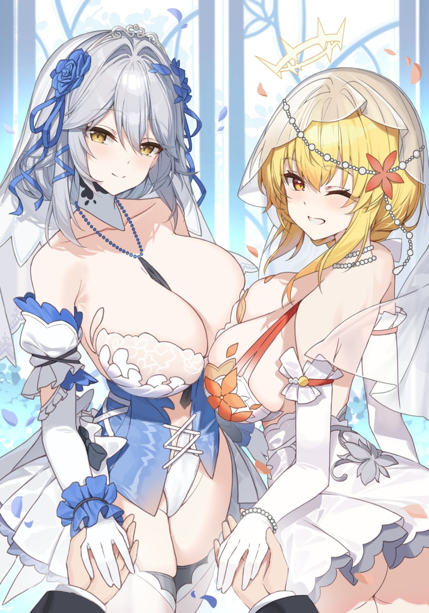 fenny golden, lyfe bestla, lyfe bestla - infinite sight, and fenny golden - starshine (snowbreak: containment zone) drawn by yuxian_youka