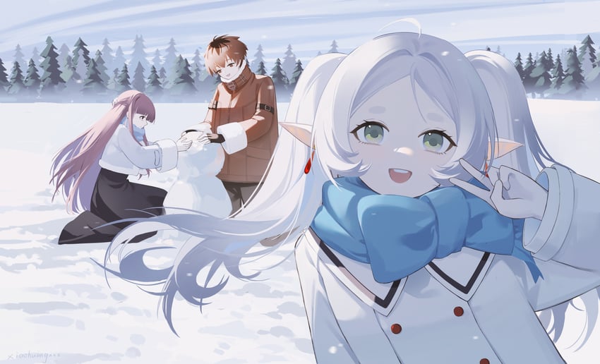 frieren, fern, and stark (sousou no frieren) drawn by xiaohuangxxx