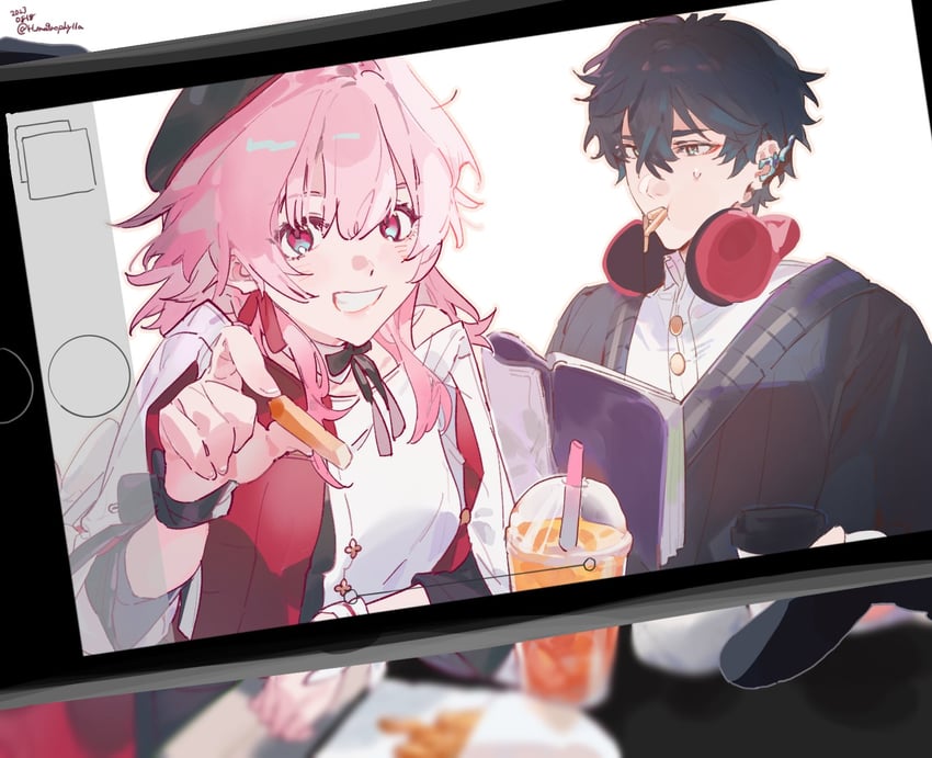 march 7th and dan heng (honkai and 1 more) drawn by h_ma9rophylla
