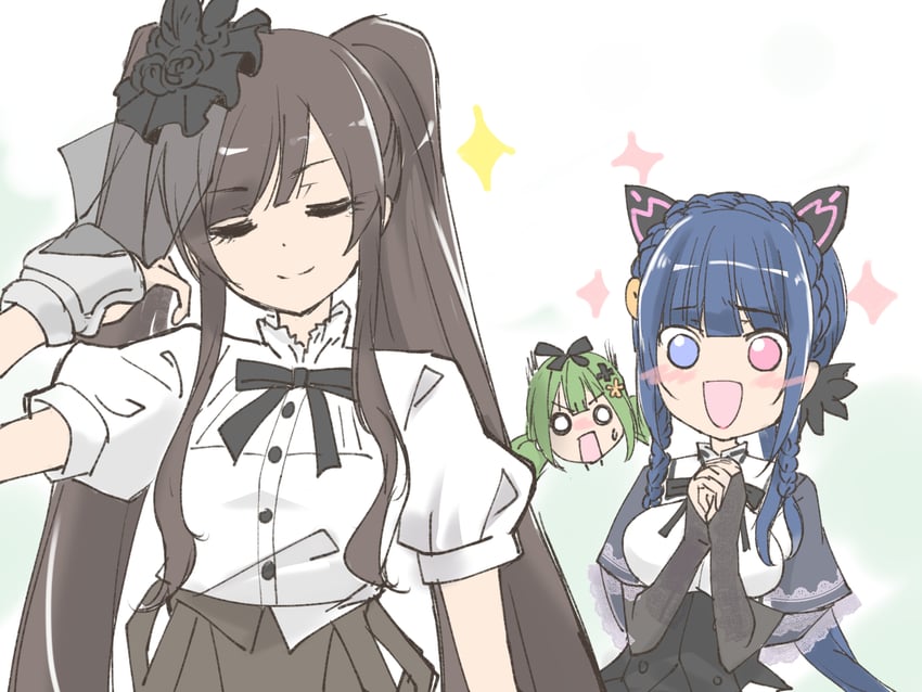 kamigoori marimo, ueda imari, and tetsukawa toa (assault lily) drawn by urutsu_sahari