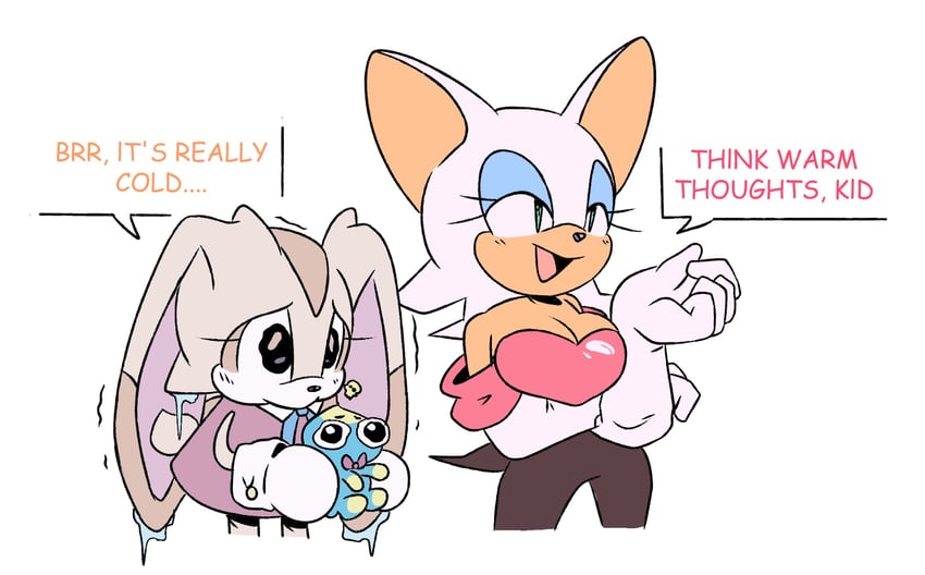 rouge the bat, cream the rabbit, neutral chao, and cheese (sonic and 1 more) drawn by stellarspin