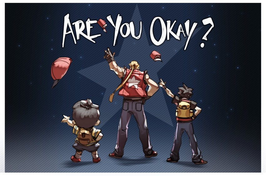 red, ness, and terry bogard (pokemon and 6 more) drawn by nin_nakajima