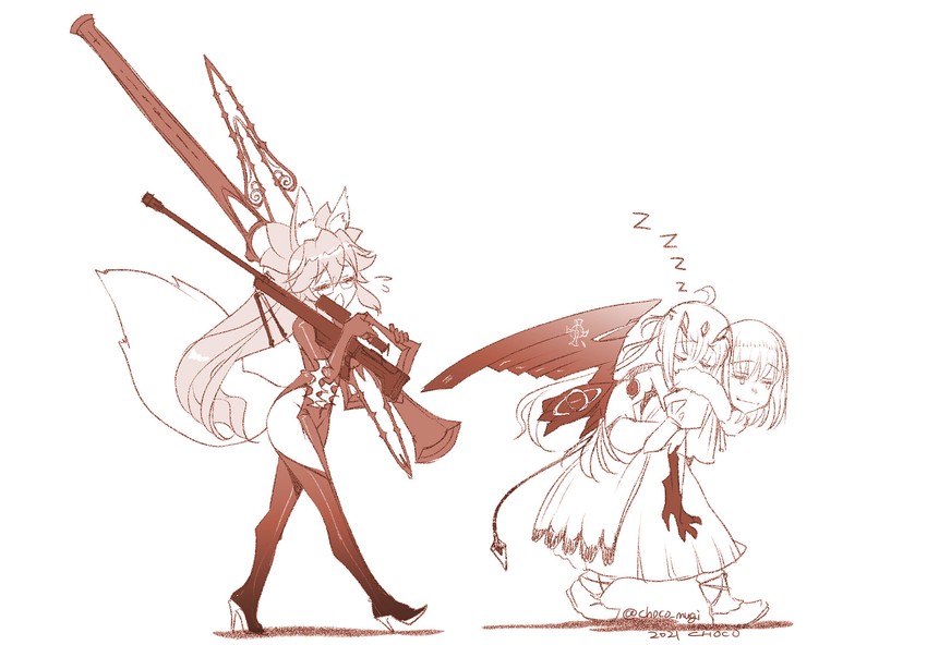 tamamo, oberon, melusine, and koyanskaya (fate and 1 more) drawn by choco_(chocolate_shop)