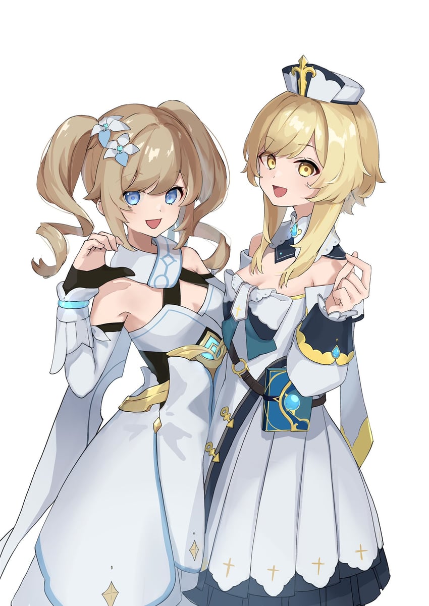 lumine and barbara (genshin impact) drawn by yu_ri_0320