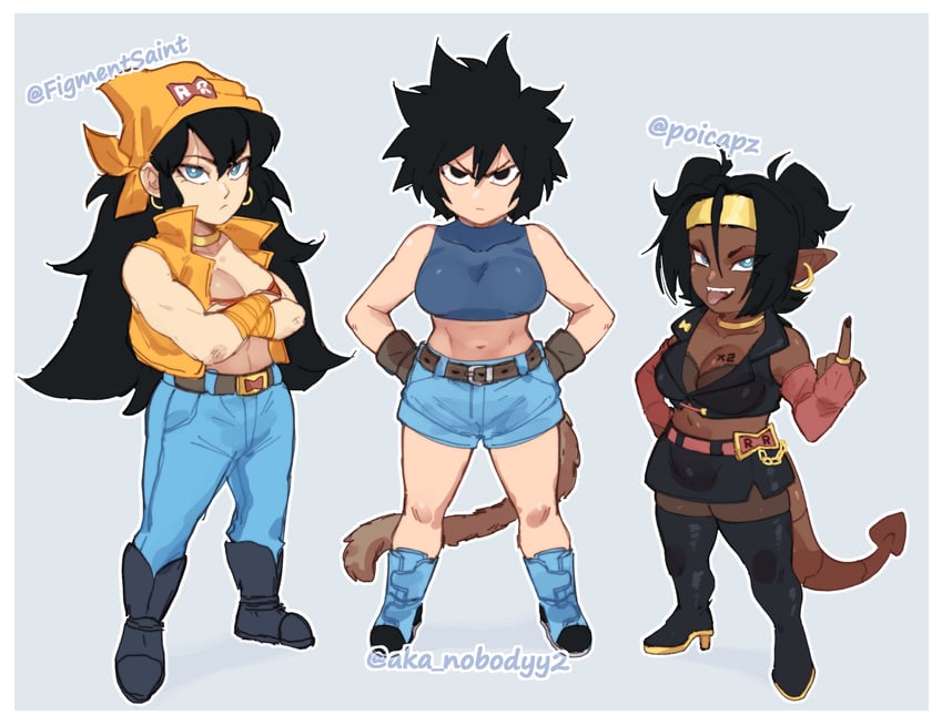 android x-2, android 22, and zukki (original and 2 more) drawn by aka_nobodyy