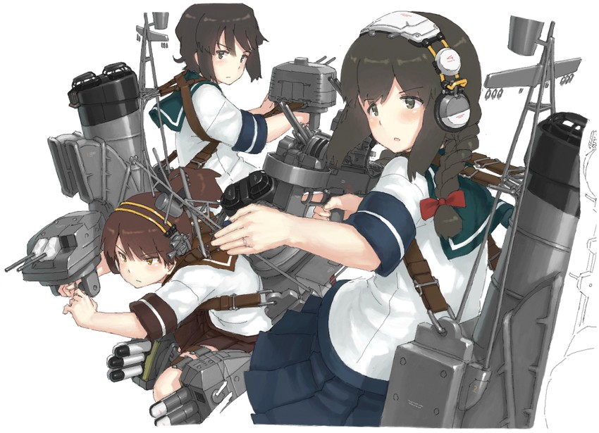 shikinami, miyuki, and isonami (kantai collection) drawn by hayashi_naoharu