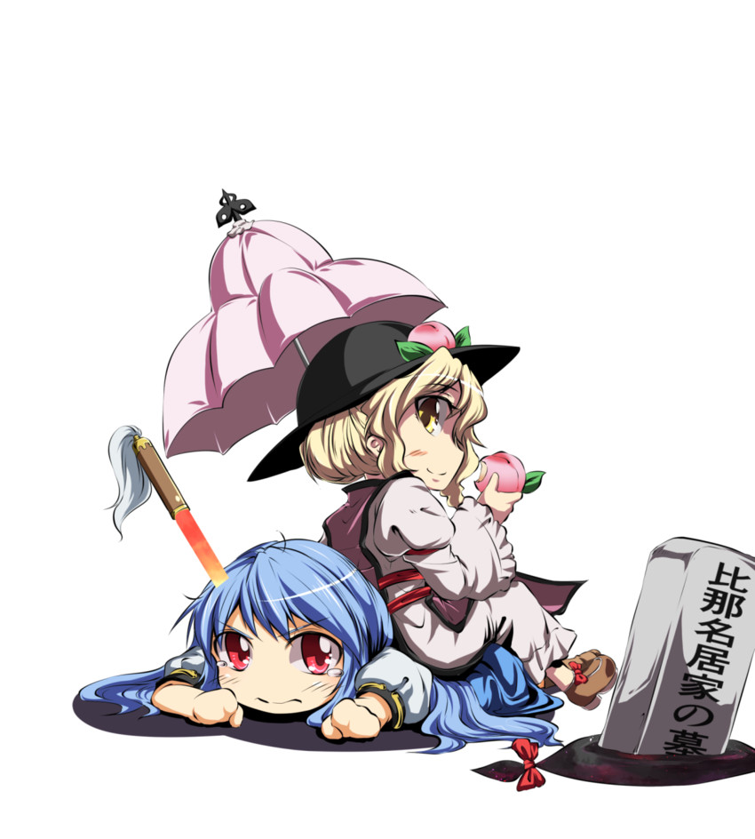 yakumo yukari and hinanawi tenshi (touhou) drawn by kakao_(noise-111)