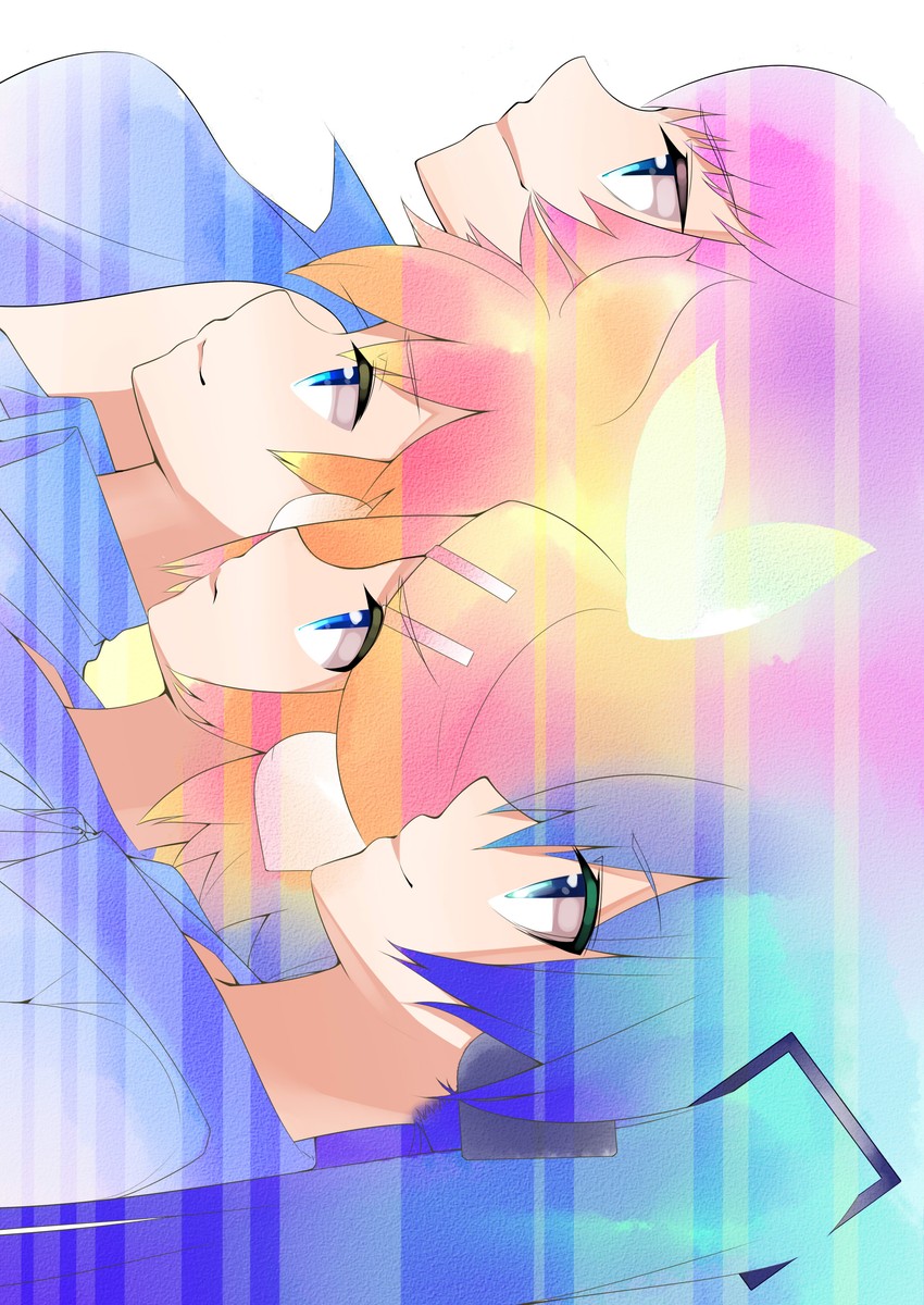 hatsune miku, kagamine rin, kagamine len, and megurine luka (vocaloid) drawn by pon_(pompokopon)