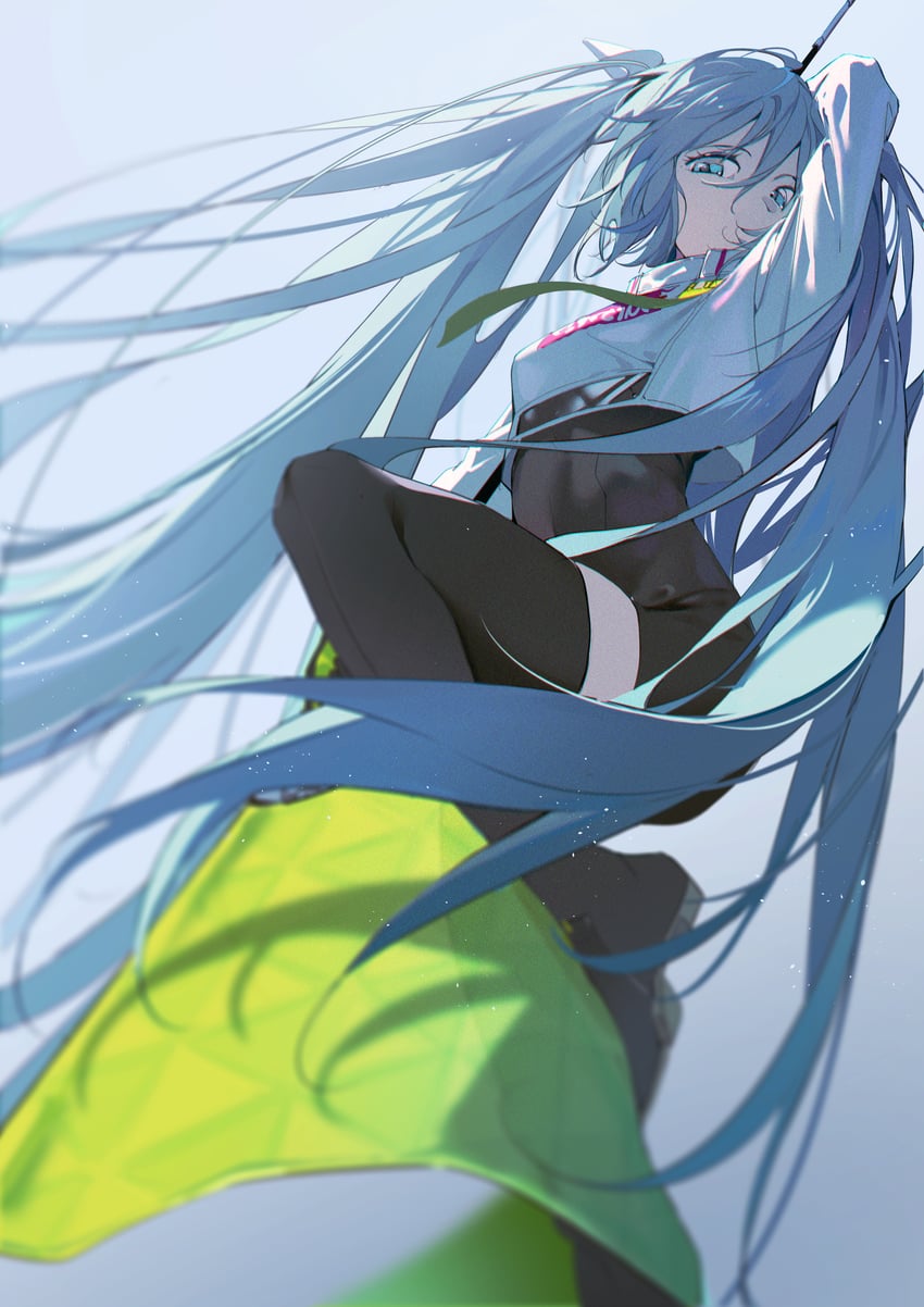 hatsune miku and racing miku (vocaloid and 1 more) drawn by nogi_lace