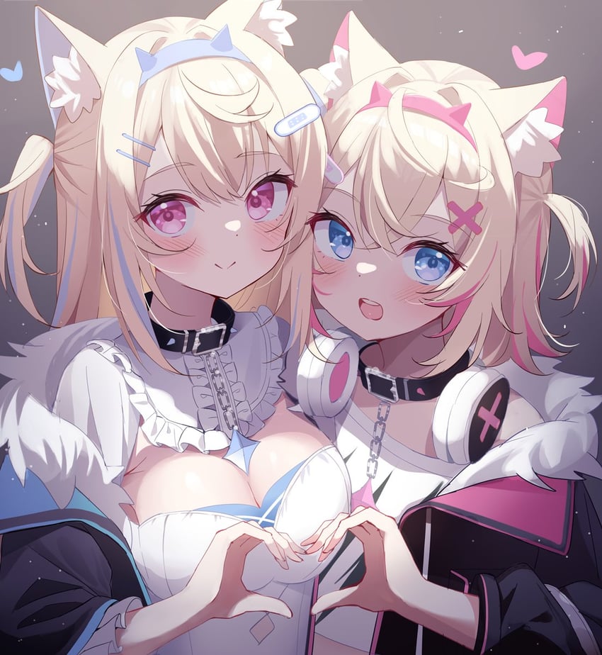 fuwawa abyssgard and mococo abyssgard (hololive and 1 more) drawn by deyui