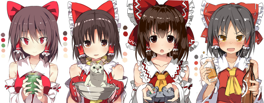 hakurei reimu, benikurage, kanna, reu, sananana, and 1 more (touhou and 1 more) drawn by benjamin_button_suukina_jinsei