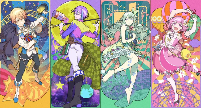 ootori emu, tenma tsukasa, kusanagi nene, and kamishiro rui (project sekai) drawn by ovexxxxx