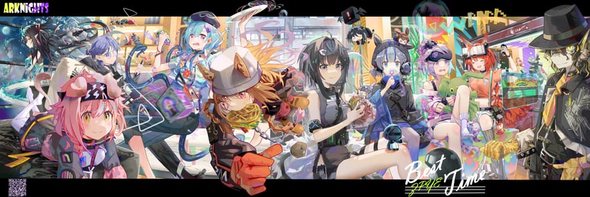 doctor, amiya, dusk, goldenglow, ceobe, and 10 more (arknights) drawn by kanshio