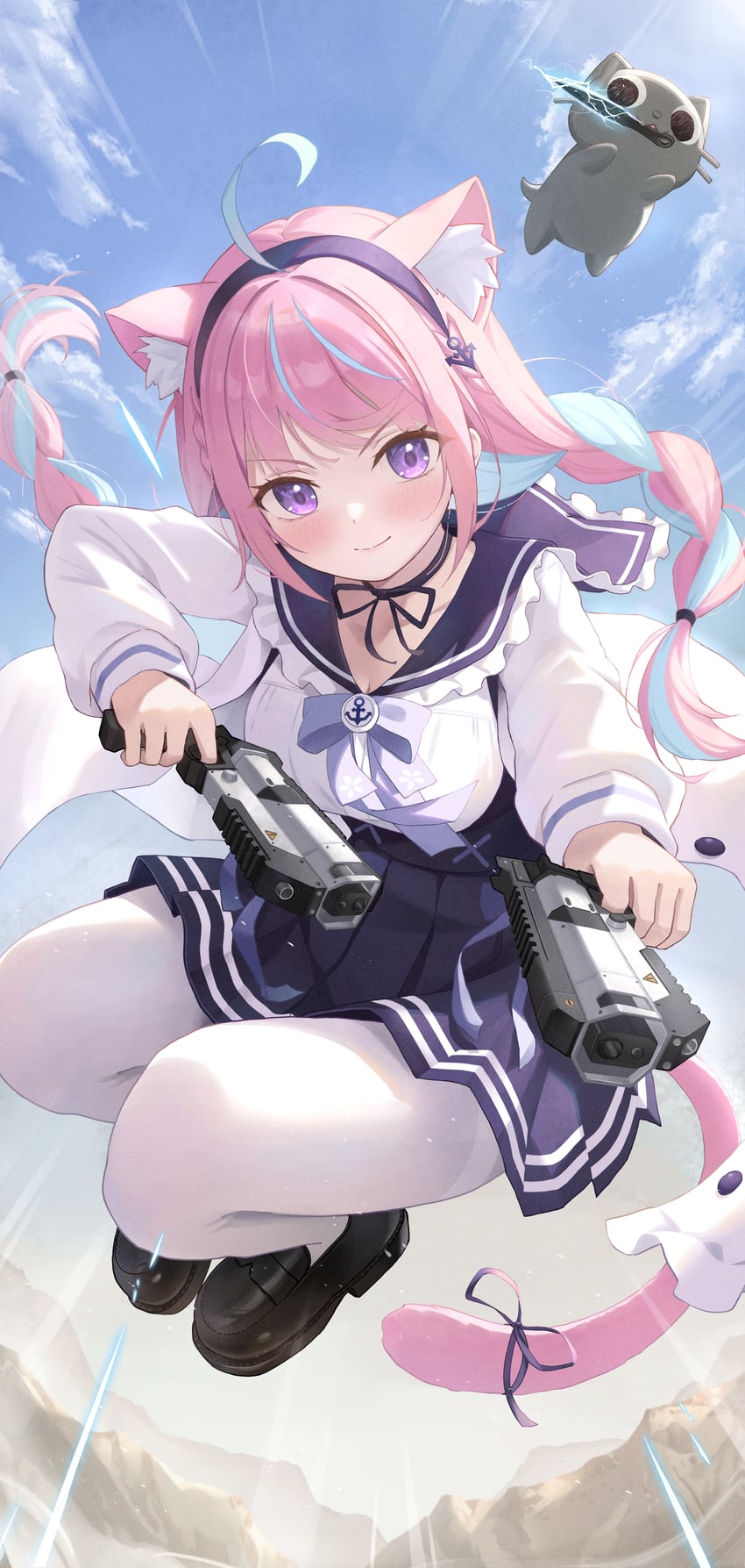 minato aqua and neko (hololive and 1 more) drawn by keikei_(kitty_colors)