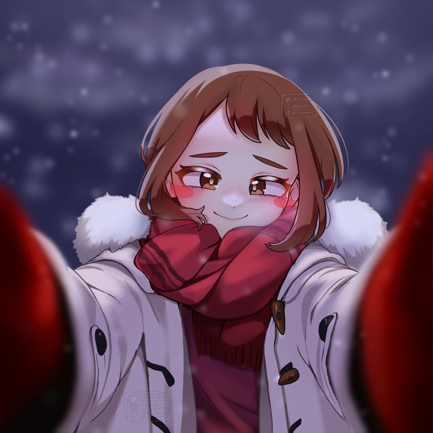 midoriya izuku and uraraka ochaco (boku no hero academia) drawn by bunnnyui