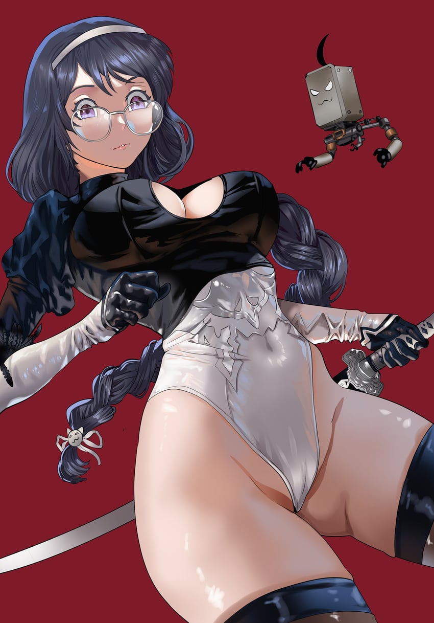 2b, hanekawa tsubasa, and pod (monogatari) drawn by firstdayiyui