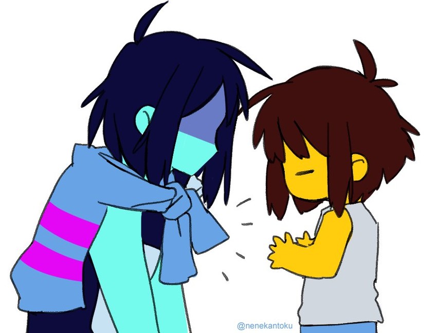 frisk and kris (undertale and 1 more) drawn by nenekantoku