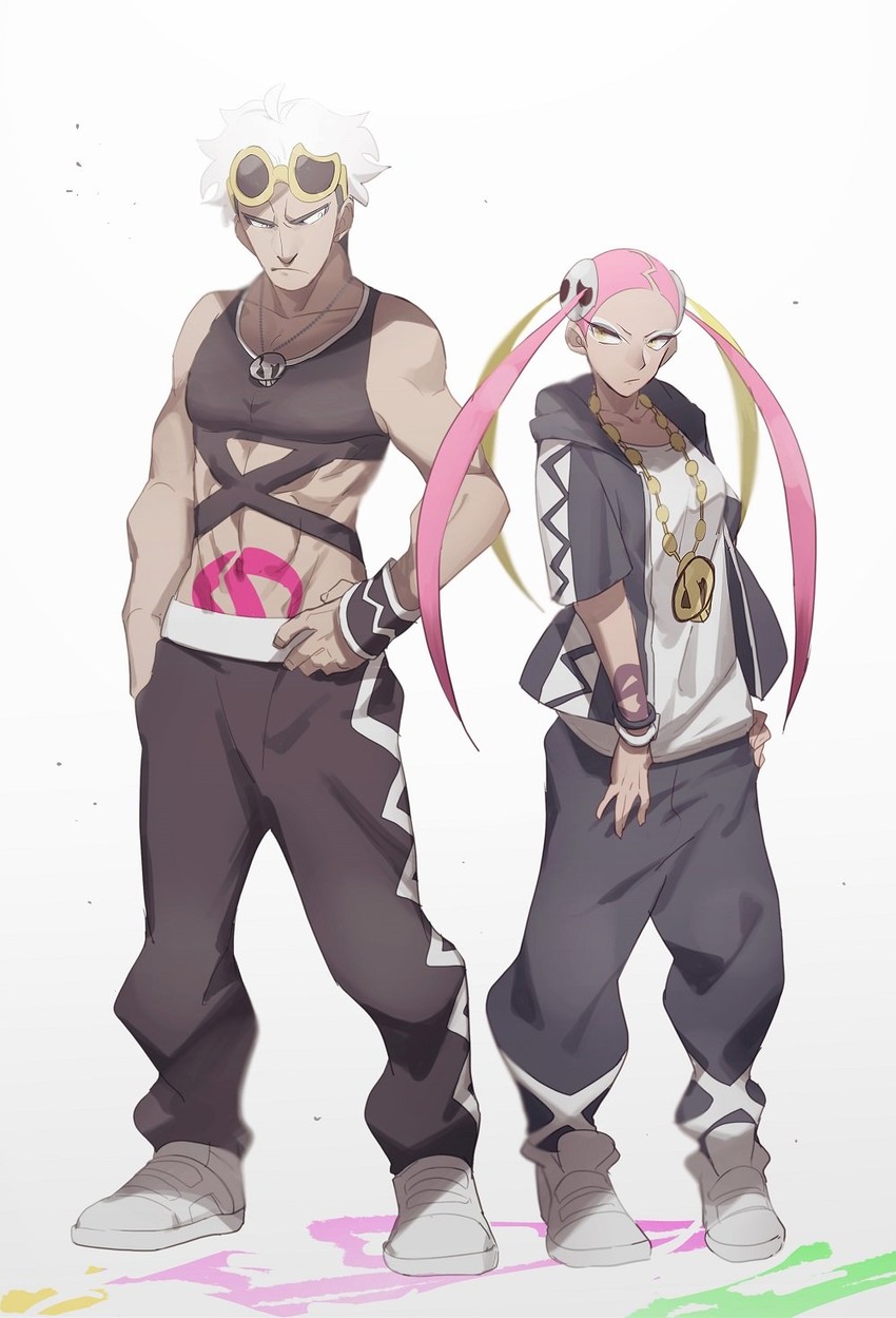 guzma and plumeria (pokemon and 1 more) drawn by no-kan