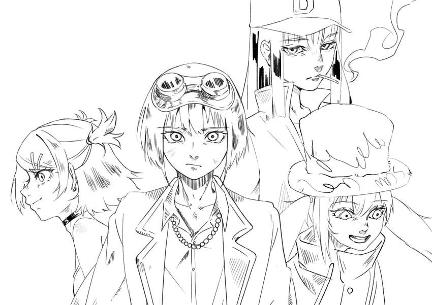 hatsune miku, kagamine rin, megurine luka, and gumi (vocaloid and 1 more) drawn by senri_(hrydy_o)