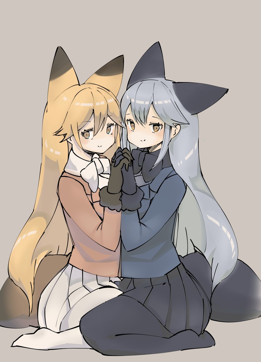 silver fox and ezo red fox (kemono friends) drawn by bird_witch