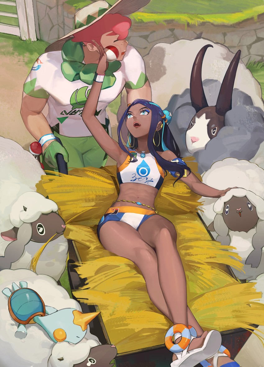 nessa, wooloo, milo, dubwool, and chewtle (pokemon and 1 more) drawn by gen_(bividgen)