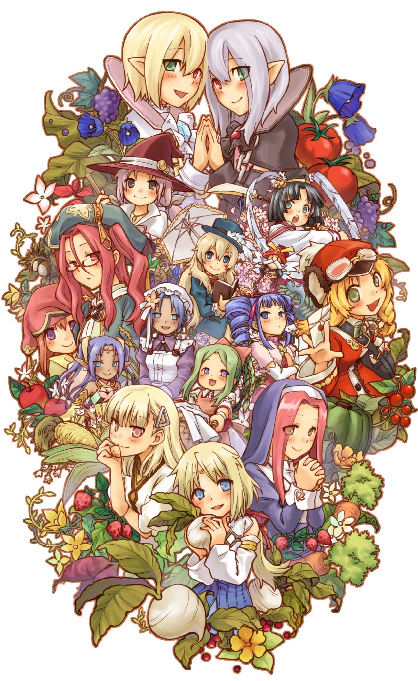mist, rosetta, melody, selphy, drop, and 11 more (rune factory and 1 more) drawn by junji