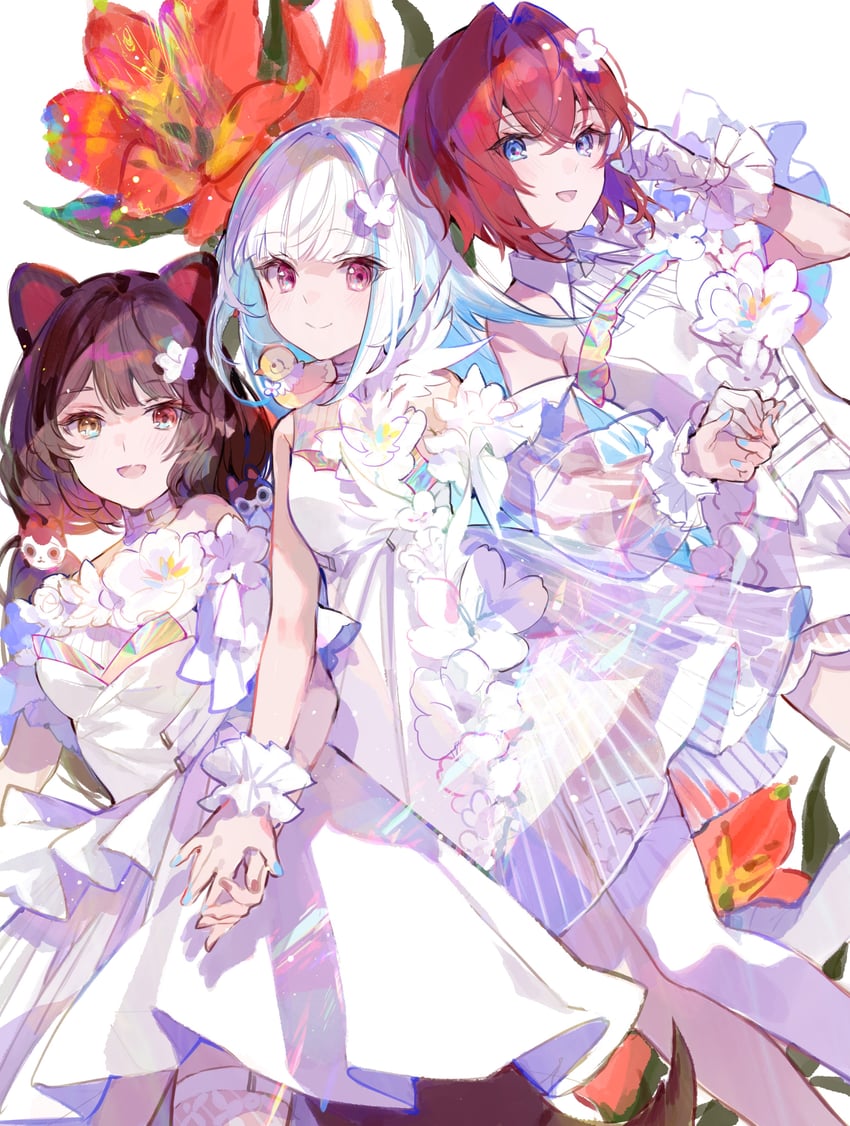 lize helesta, ange katrina, inui toko, and sebastian piyodore (nijisanji) drawn by fuzichoco