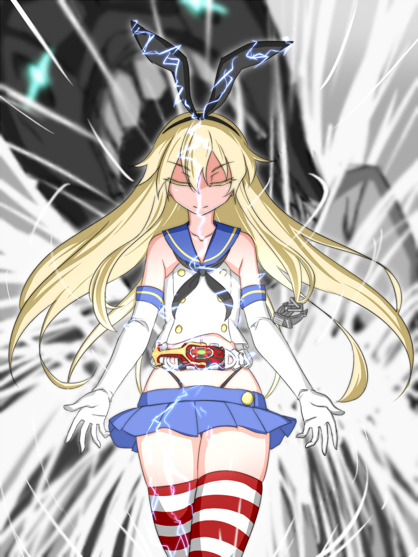 shimakaze and kamen rider kabuto (kantai collection and 2 more) drawn by tsukushi_(741789)