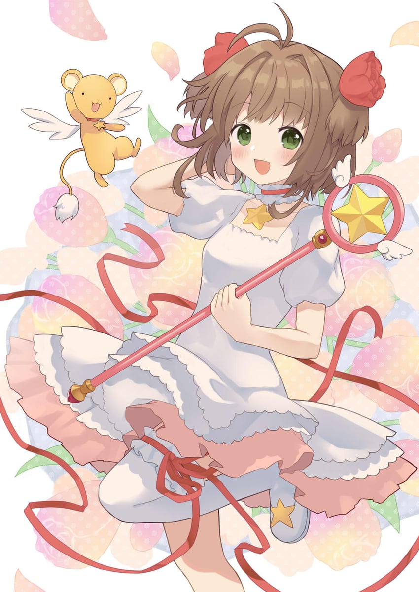 kinomoto sakura and kero (cardcaptor sakura) drawn by ahase_hino
