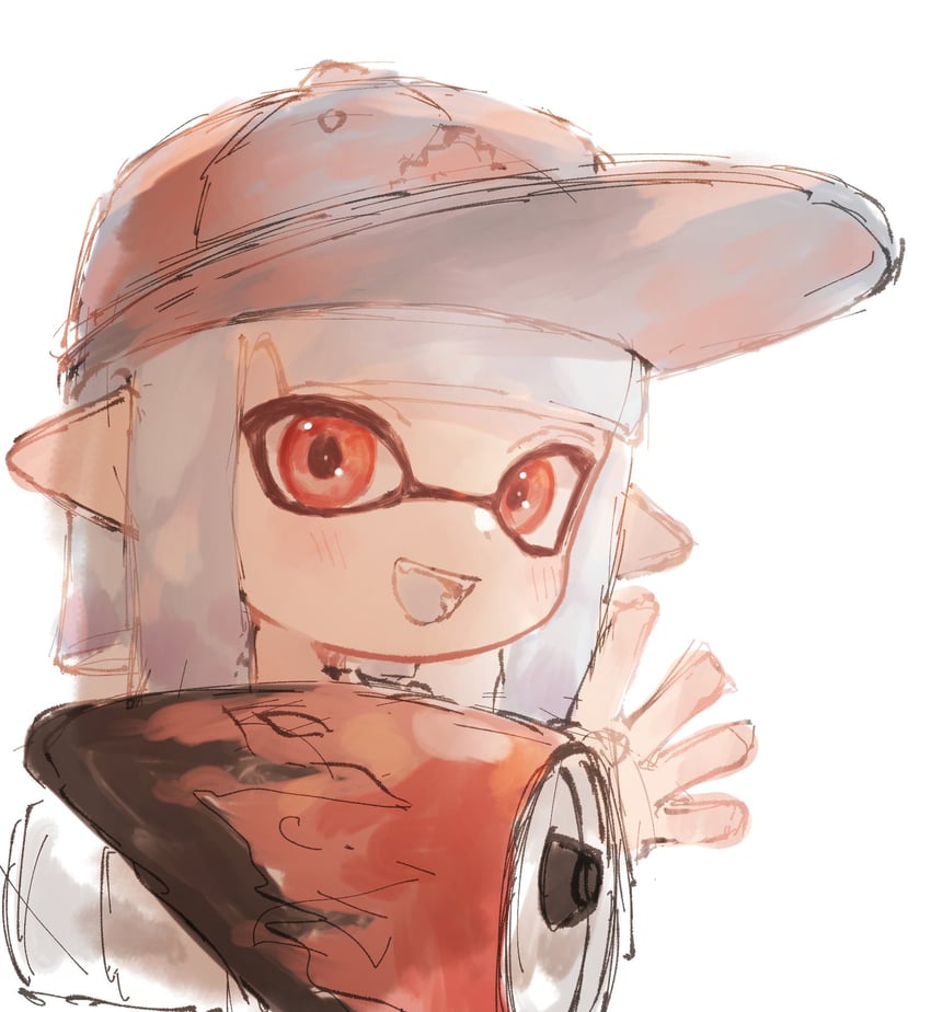 inkling player character and inkling girl (splatoon) drawn by plum0o0