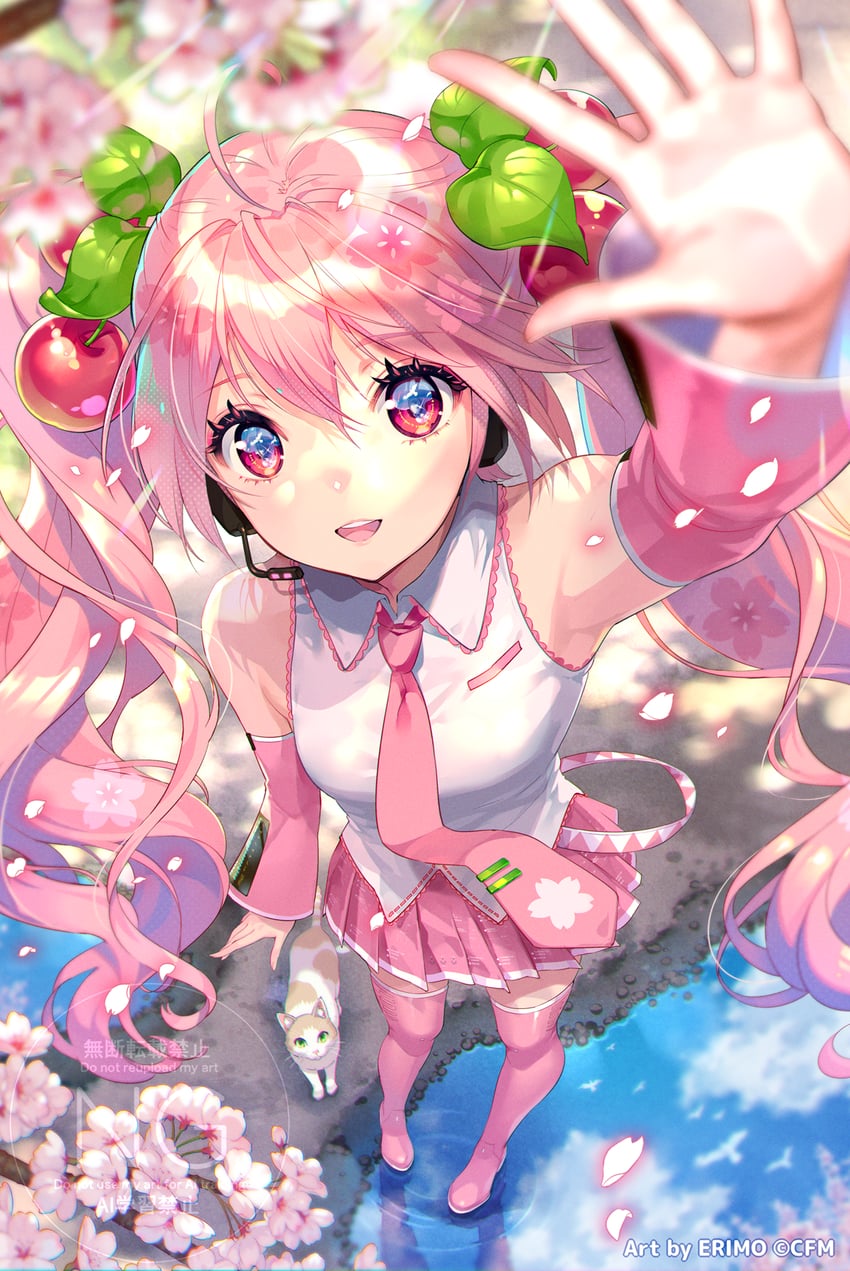 hatsune miku and sakura miku (vocaloid) drawn by nishimura_eri