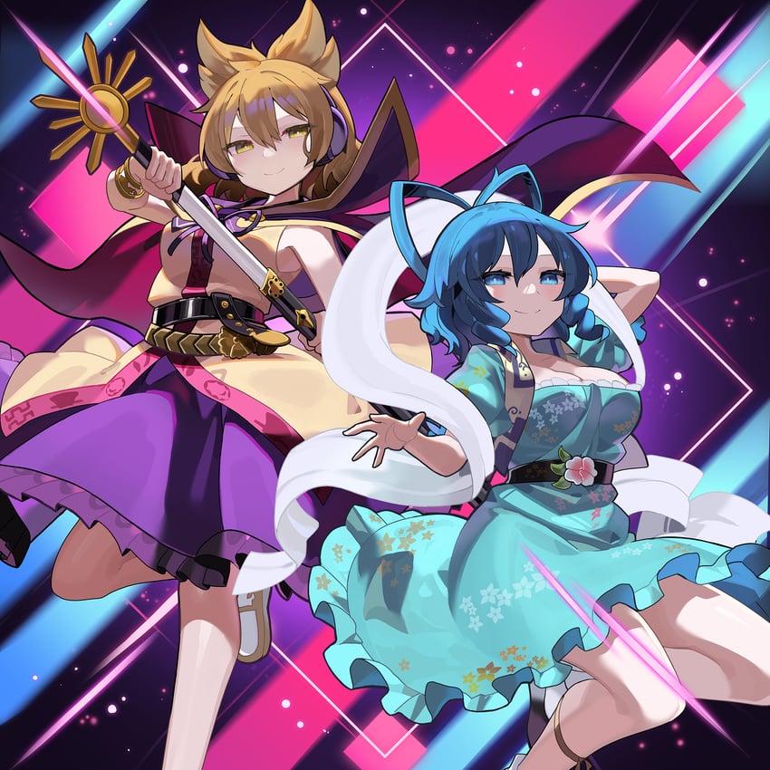 toyosatomimi no miko and kaku seiga (touhou and 1 more) drawn by falken_(yutozin)
