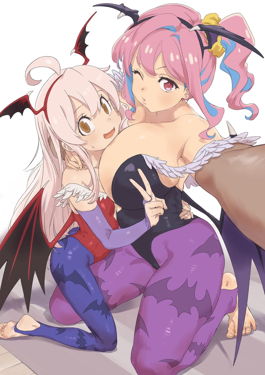 oyama mahiro, morrigan aensland, lilith, and hozuki kaede (darkstalkers and 1 more) drawn by arado_balanga_(xchd7538)