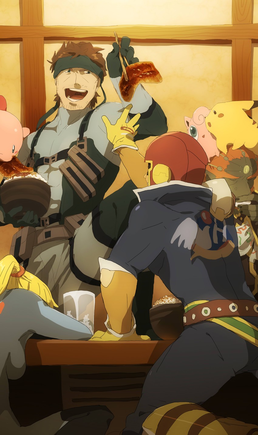pikachu, kirby, samus aran, jigglypuff, ganondorf, and 2 more (pokemon and 8 more) drawn by gabu_kichi