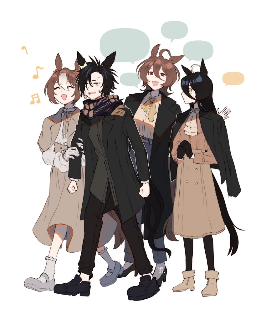 agnes tachyon, manhattan cafe, fine motion, and air shakur (umamusume) drawn by mujintou_png